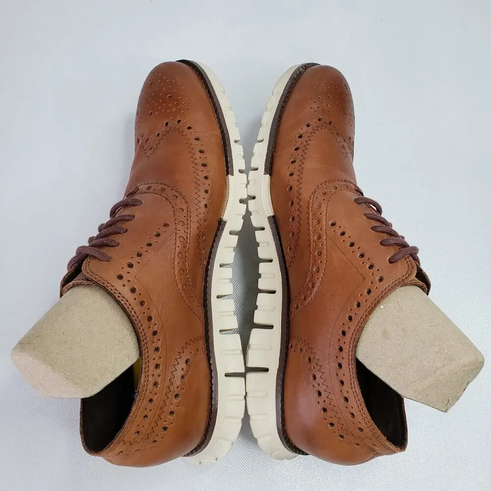 Cole Haan Mens Size 8 ZERØGRAND Brown Remastered Wingtip Oxford Shoes